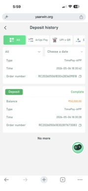 Yaar Win Deposit History